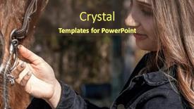  Presentation with cowgirl - Presentation featuring beautiful-brunette-cowgirl-poses background and a tawny brown colored foreground