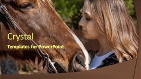  Presentation with cowgirl - Slide set featuring beautiful-brunette-cowgirl-poses background and a tawny brown colored foreground