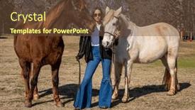  Presentation with cowgirl - Theme with beautiful-brunette-cowgirl-poses background and a tawny brown colored foreground