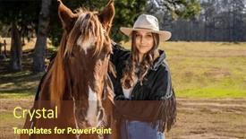  Presentation with cowgirl - PPT theme consisting of beautiful-brunette-cowgirl-poses background and a tawny brown colored foreground