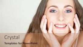  Presentation with twenties - Cool new presentation theme with beautiful-brunette-girl-in-early backdrop and a coral colored foreground