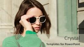  Presentation with city street - Slide deck enhanced with beautiful-brunette-girl-in-stylish background and a soft green colored foreground