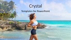  Presentation with caribbean - Audience pleasing slide set consisting of beautiful brunette girl running in caribbean beach photo mount backdrop and a light blue colored foreground