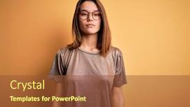  Presentation with simple - Presentation design with beautiful-brunette-girl-wearing-casual background and a tawny brown colored foreground