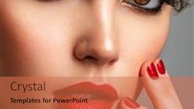  Presentation with beautiful young girl red - Colorful theme enhanced with beautiful-brunette-girl-with-red backdrop and a coral colored foreground