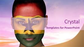  Presentation with ghana flag - Presentation design with beautiful brunette in ghana background and a pink colored foreground