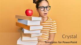  Presentation with pile - Beautiful presentation design featuring beautiful-brunette-little-girl-holding backdrop and a coral colored foreground