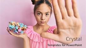  Presentation with defense - Presentation design having beautiful-brunette-little-girl-holding background and a coral colored foreground