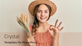  Presentation with friendly - Slides consisting of beautiful-brunette-little-girl-holding background and a coral colored foreground