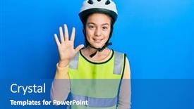  Presentation with bike - Slides consisting of beautiful-brunette-little-girl-wearing background and a teal colored foreground