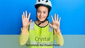  Presentation with bike - Amazing PPT theme having beautiful-brunette-little-girl-wearing backdrop and a yellow colored foreground