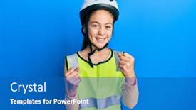  Presentation with bike - Presentation design with beautiful-brunette-little-girl-wearing background and a teal colored foreground