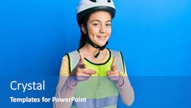  Presentation with bike - Slide set featuring beautiful-brunette-little-girl-wearing background and a teal colored foreground