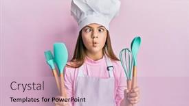  Presentation with comic face - Presentation consisting of beautiful-brunette-little-girl-wearing background and a soft green colored foreground