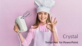  Presentation with pastry chef - Amazing slide deck having beautiful-brunette-little-girl-wearing backdrop and a lemonade colored foreground