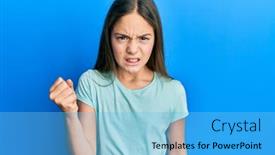  Presentation with anger - Theme with beautiful-brunette-little-girl-wearing background and a light blue colored foreground