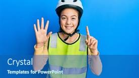  Presentation with bike - Beautiful PPT layouts featuring beautiful-brunette-little-girl-wearing backdrop and a ocean colored foreground