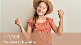  Presentation with summer celebration - Slides with beautiful-brunette-little-girl-wearing background and a coral colored foreground