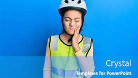  Presentation with bike - Slide set with beautiful-brunette-little-girl-wearing background and a teal colored foreground