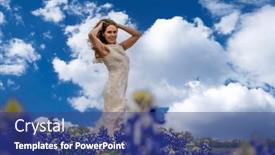  Presentation with beautiful spring flowers - Presentation design with beautiful-brunette-model-enjoys background and a ocean colored foreground