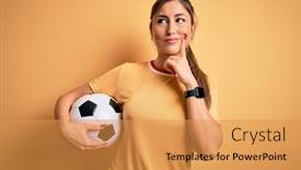  Presentation with role play woman and man - PPT layouts with beautiful-brunette-player-woman-playing background and a gold colored foreground