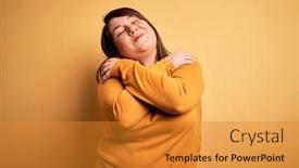  Presentation with self love - Slide set consisting of beautiful-brunette-plus-size-woman background and a gold colored foreground
