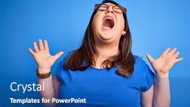  Presentation with blue eyes - Slide set with beautiful-brunette-plus-size-woman background and a ocean colored foreground