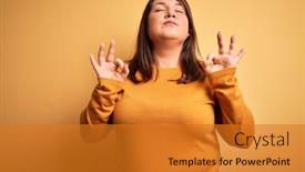  Presentation with meditation - Amazing presentation theme having beautiful-brunette-plus-size-woman backdrop and a gold colored foreground