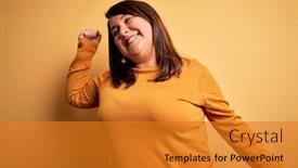  Presentation with yellow music - Colorful slide set enhanced with beautiful-brunette-plus-size-woman backdrop and a gold colored foreground