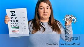  Presentation with eyesight - Slide set featuring beautiful-brunette-plus-size-woman background and a teal colored foreground