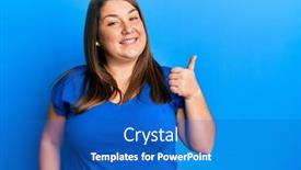  Presentation with blue - PPT theme enhanced with beautiful-brunette-plus-size-woman background and a teal colored foreground