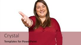  Presentation with business casual - Audience pleasing theme consisting of beautiful-brunette-plus-size-woman backdrop and a crimson colored foreground