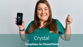  Presentation with cracked - Presentation theme with beautiful-brunette-plus-size-woman background and a ocean colored foreground