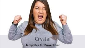  Presentation with anger - PPT theme enhanced with beautiful-brunette-plus-size-woman background and a light gray colored foreground