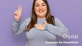  Presentation with plus size fashion model - Audience pleasing slides consisting of beautiful-brunette-plus-size-woman backdrop and a gray colored foreground