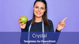  Presentation with tape measure - Audience pleasing PPT theme consisting of beautiful-brunette-sporty-woman-using backdrop and a ocean colored foreground