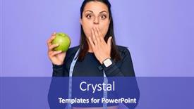  Presentation with tape measure - Presentation theme consisting of beautiful-brunette-sporty-woman-using background and a royal blue colored foreground