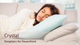  Presentation with nap 2000 - Presentation theme having beautiful brunette taking a nap background and a lemonade colored foreground