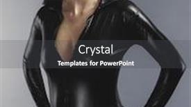  Presentation with slim body - Slides consisting of beautiful brunette with black suit armed and dangerous latex sensuality and slim body background and a dark gray colored foreground