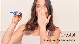  Presentation with temperature - Amazing slide deck having beautiful-brunette-woman-controlling-temperature backdrop and a coral colored foreground