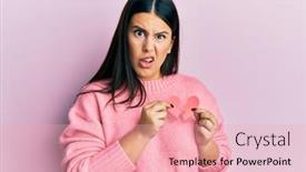  Presentation with broken heart - Presentation design consisting of beautiful-brunette-woman-holding-broken background and a lemonade colored foreground
