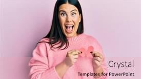  Presentation with broken heart - Presentation theme featuring beautiful-brunette-woman-holding-broken background and a lemonade colored foreground