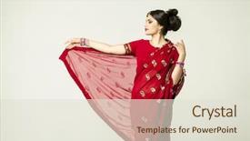  Presentation with indian woman bridal face - Beautiful slide deck featuring beautiful brunette woman in india backdrop and a  colored foreground
