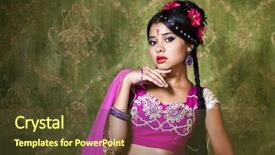  Presentation with indian wedding red - PPT theme with beautiful brunette woman in india background and a tawny brown colored foreground