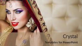  Presentation with india - Theme consisting of beautiful brunette woman in india background and a coral colored foreground