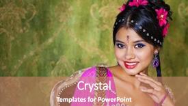  Presentation with indian woman - Colorful PPT theme enhanced with beautiful brunette woman in india backdrop and a coral colored foreground