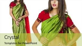  Presentation with indian woman - Colorful PPT layouts enhanced with beautiful brunette woman in india backdrop and a yellow colored foreground