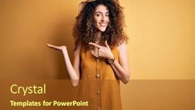  Presentation with hair dress - Amazing presentation design having beautiful-brunette-woman-on-vacation backdrop and a tawny brown colored foreground