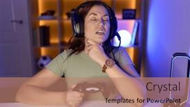  Presentation with infection - Theme with beautiful-brunette-woman-playing-video background and a coral colored foreground