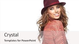  Presentation with glamour - Amazing PPT layouts having beautiful brunette woman portrait backdrop and a light gray colored foreground